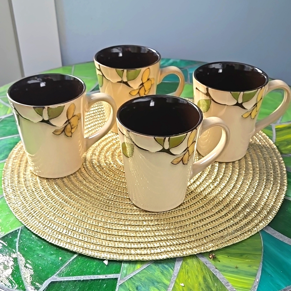 Mikasa Emory Flowered Branch stoneware mugs (set of 4)